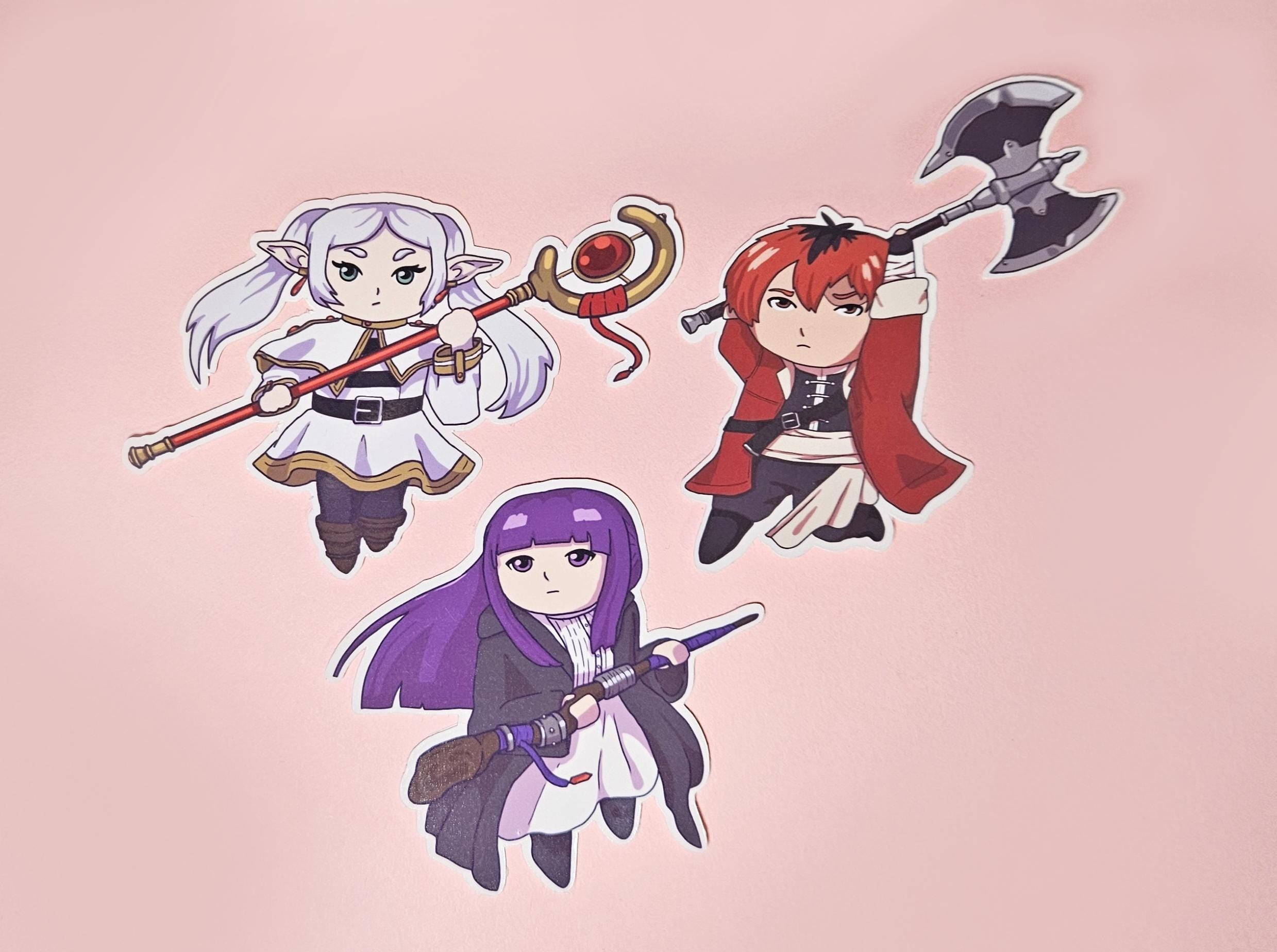 Frieren, Stark, and Fern Anime Waterproof Stickers