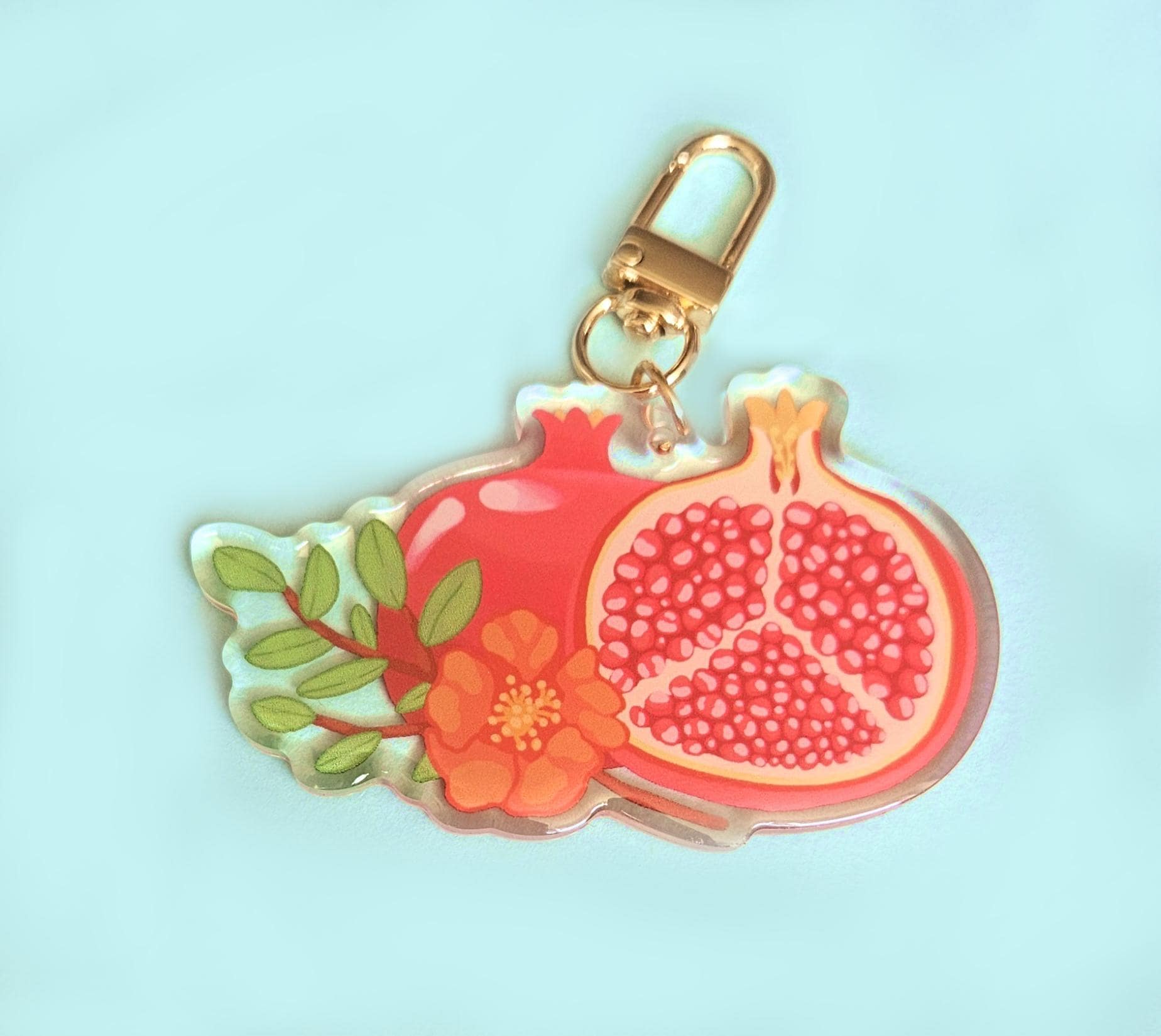 Colorful Pomegranate Epoxy Keychain 3"