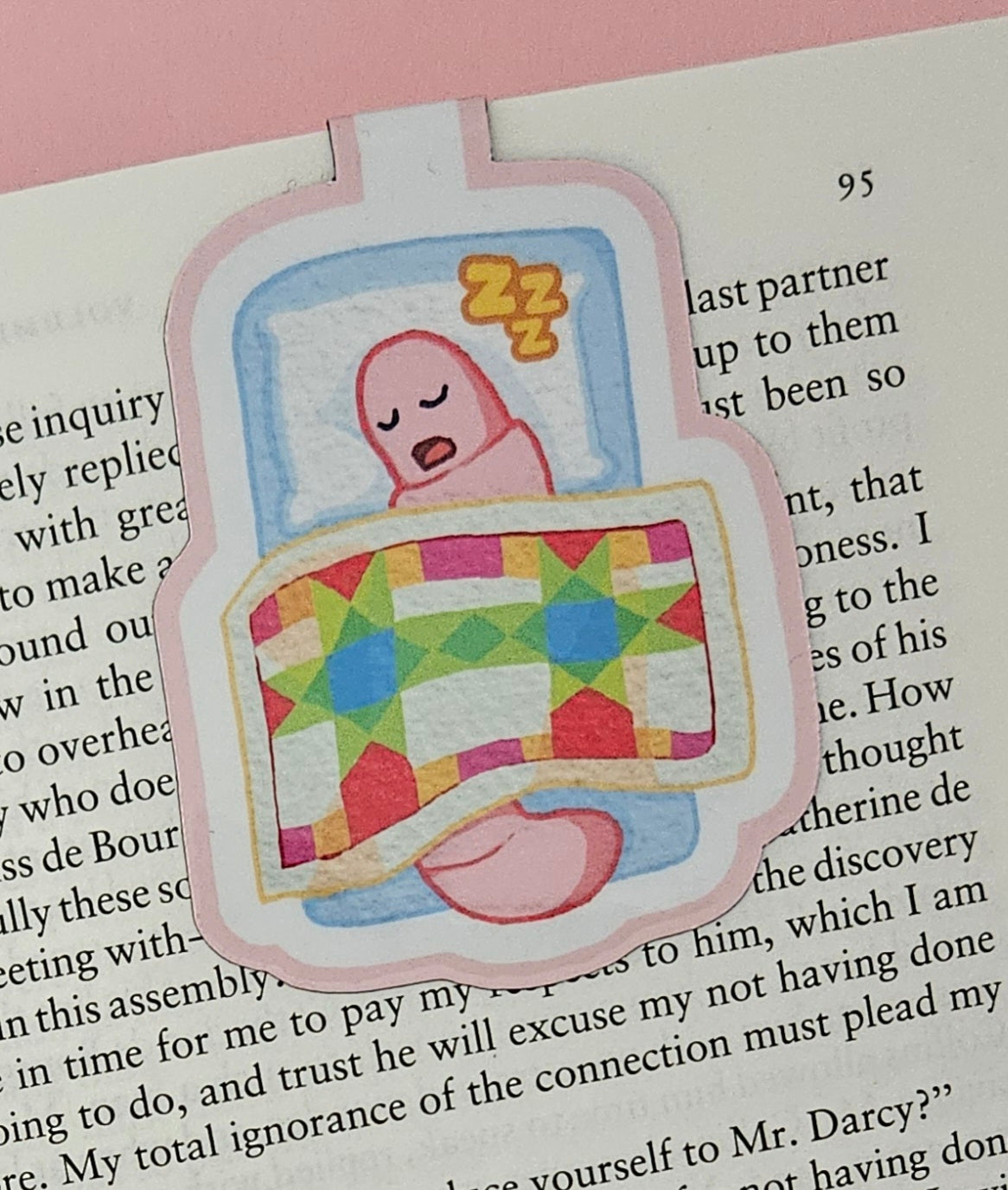 Tired Book Worm Book Magnet 3.5"