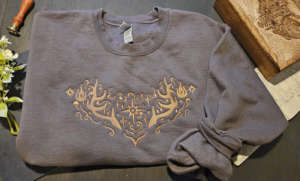 Embroidered Winter Light Sweatshirt Unisex / Deer Crewneck, Nature Inspired Pullover Sweater, Book Lover Gift, Dark Academia Apparel