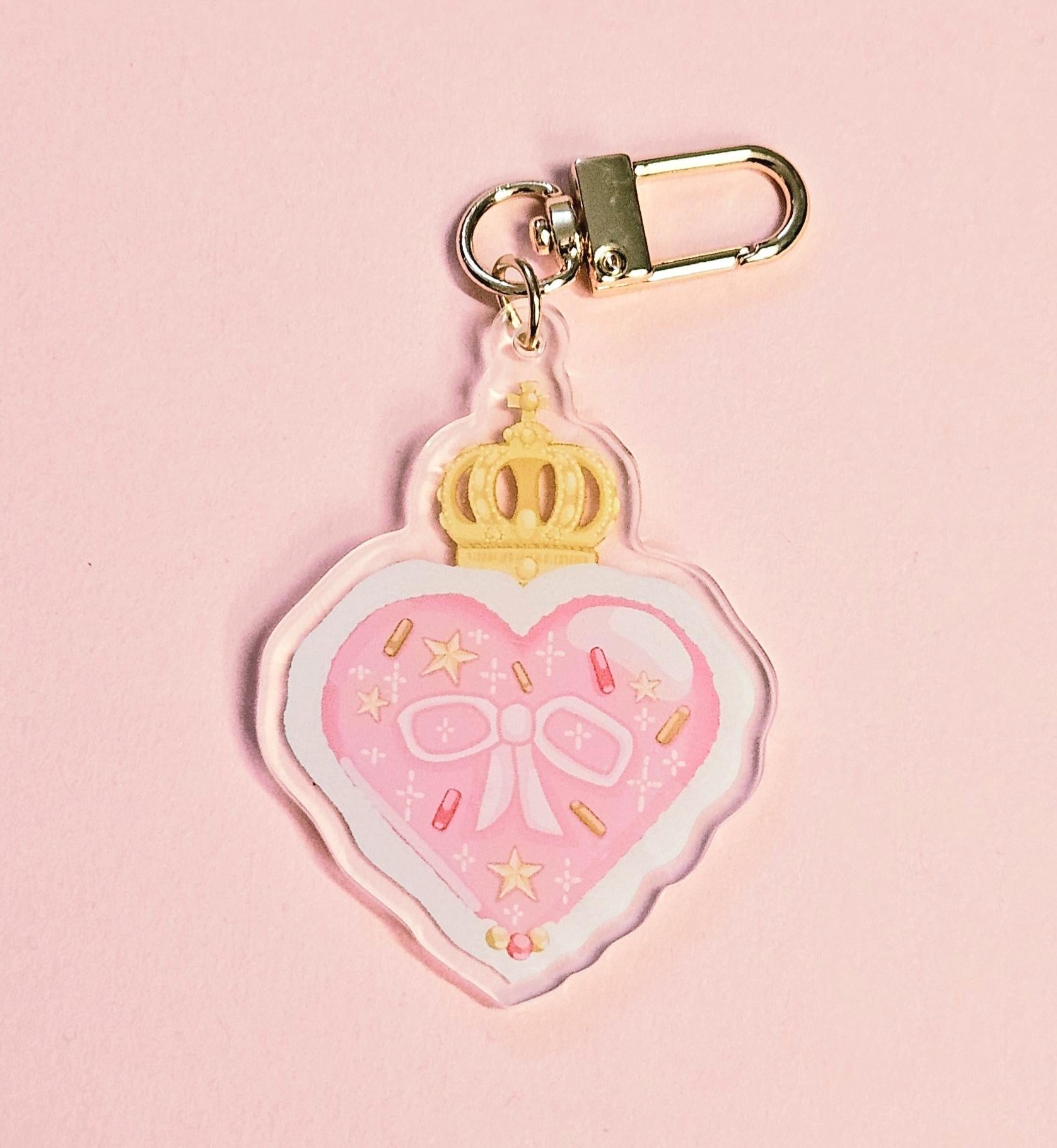 Pink Victorian Heart Acrylic Keychain 2.5" / Cute Acrylic Charm for Bag,  Aesthetic Valentine Heart, Novelty Keychain, Accessory for Keys, Royal