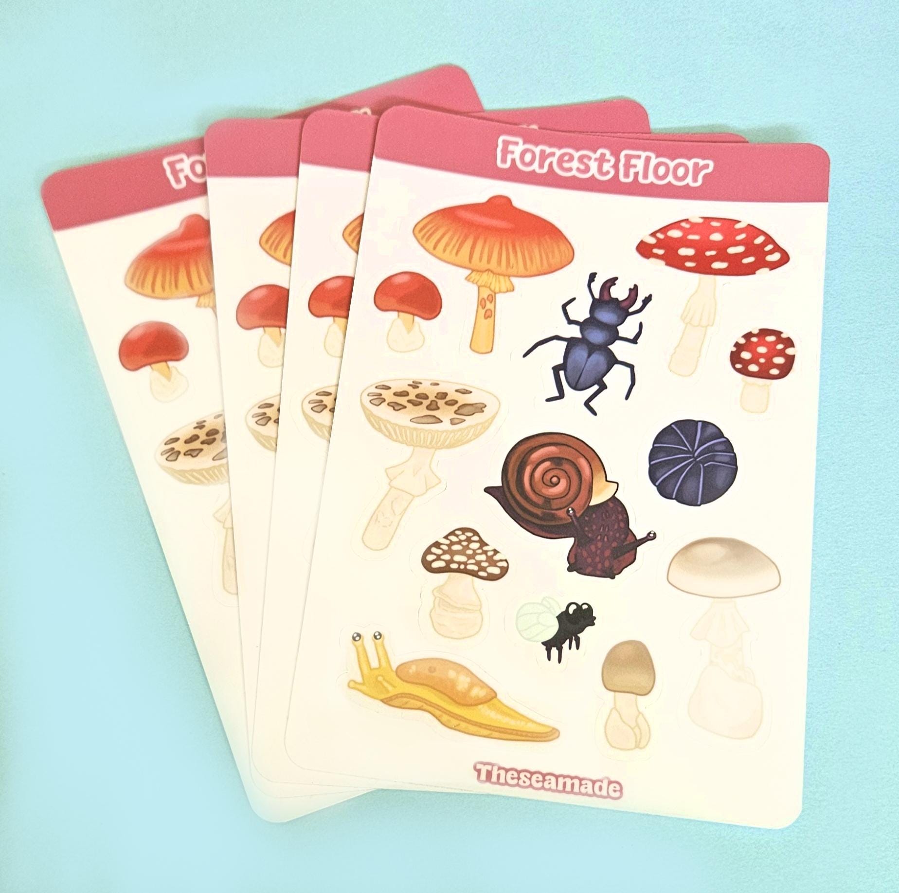Cottagecore Forest Floor Sticker Sheet: Mushroom & Bug Stickers