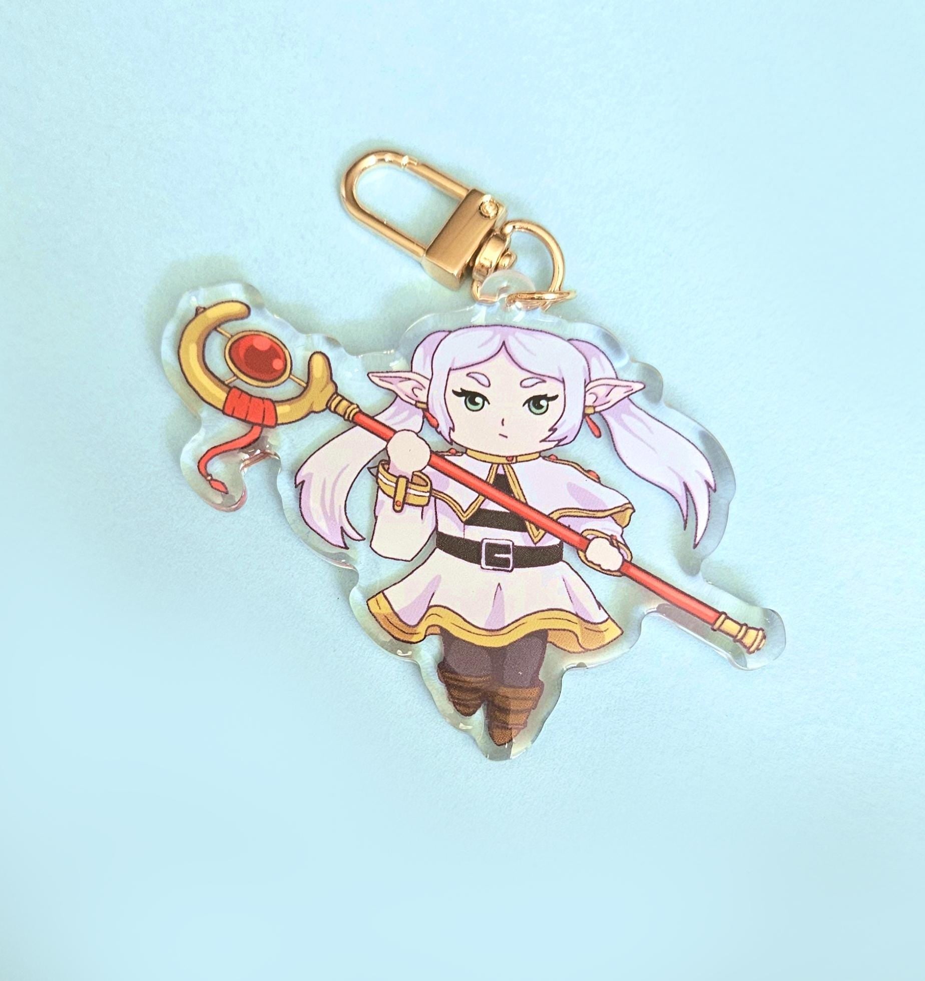 Frieren, Fern, and Stark Epoxy Keychain Trio 3"