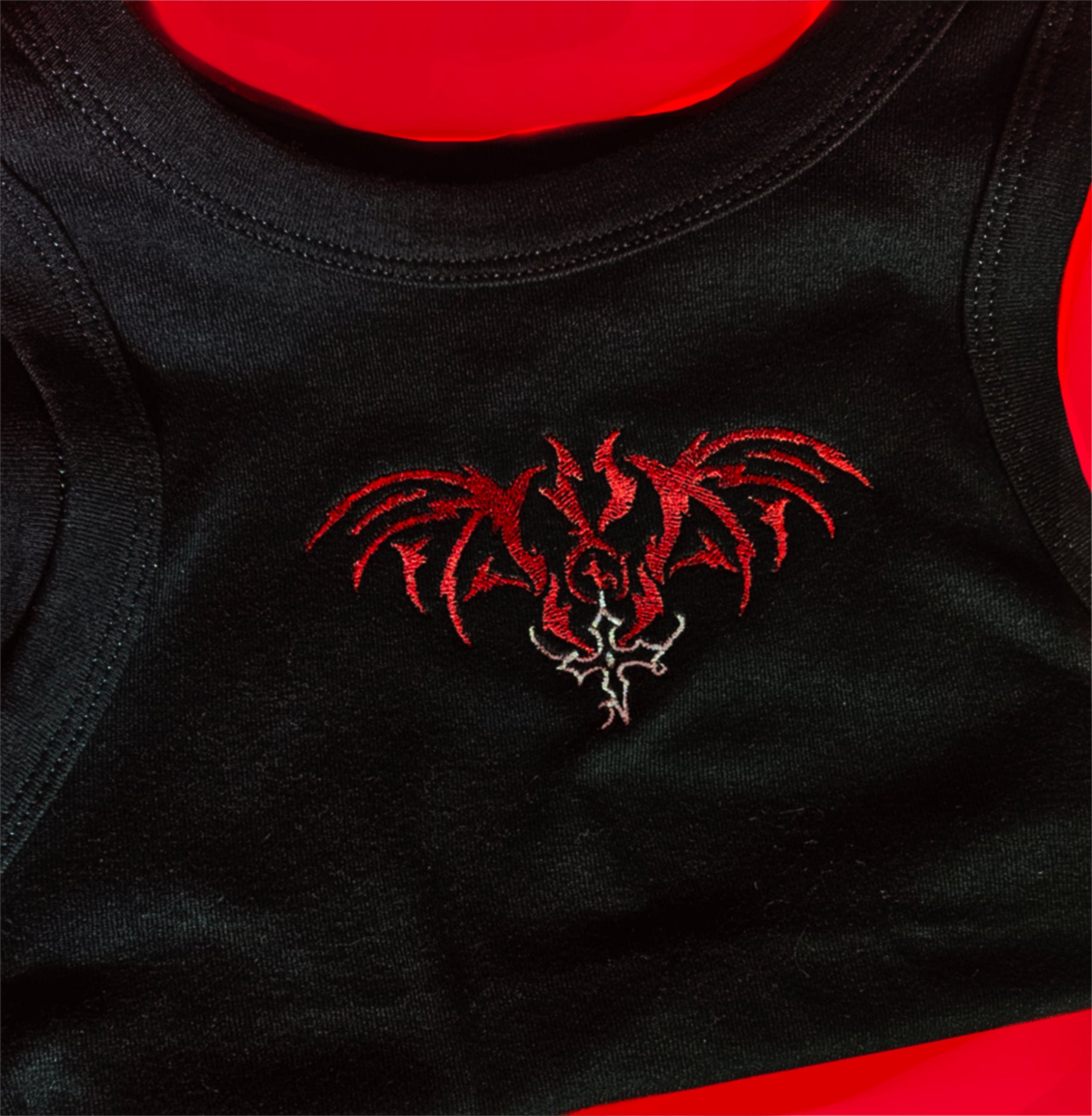 Y2K Gothic Embroidered Demonic Bat Tank Top