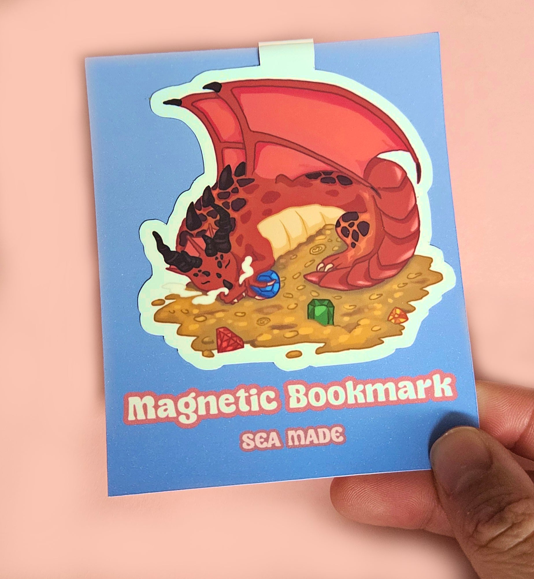 Gold Hoarding Dragon Magnetic Bookmark 3"