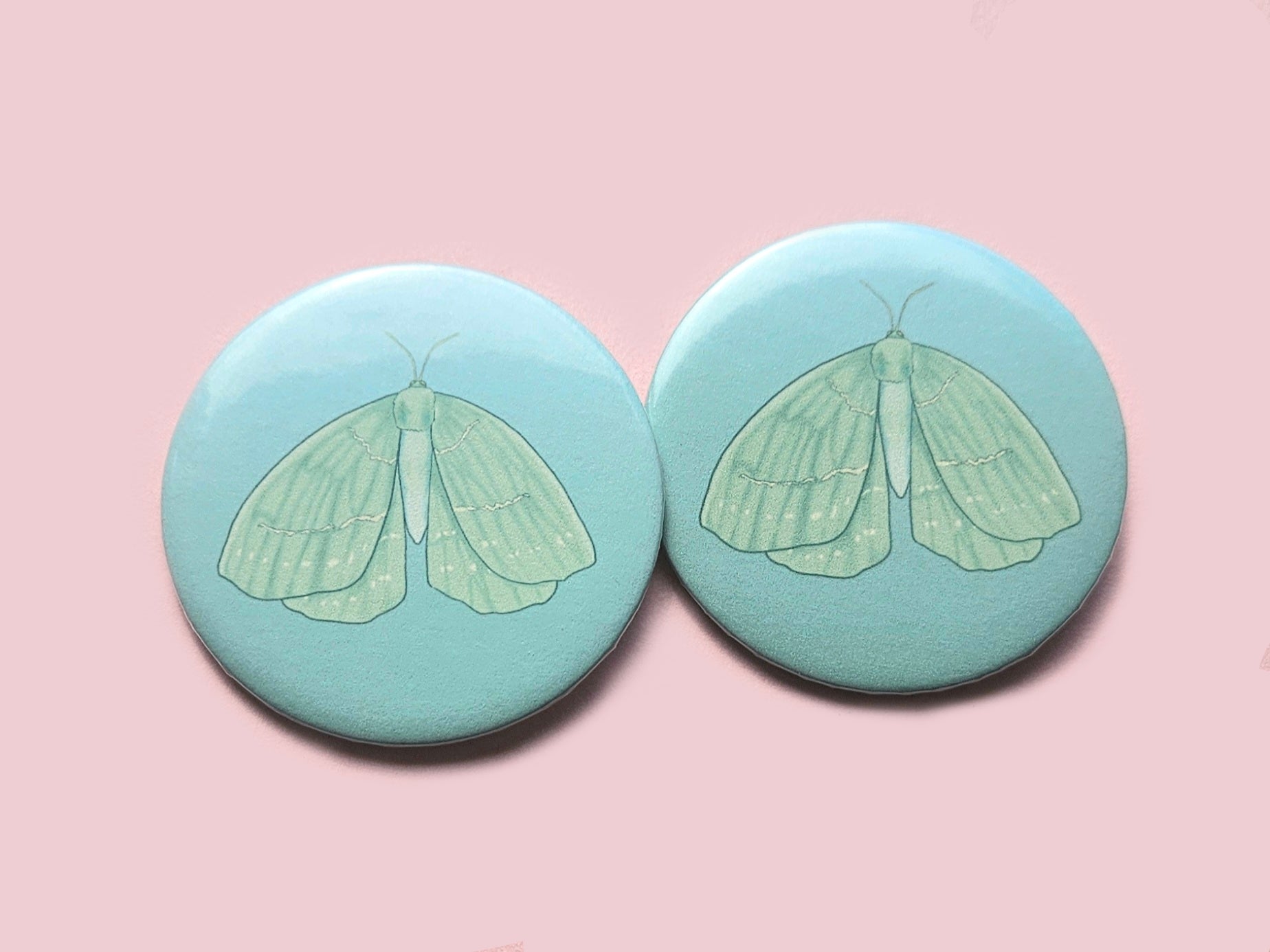 Colorful Moths Large Button 2.5"  / Io Moth, Atlas Moth, Rosy Maple Moth, Cecropia Moth, Emerald Moth,  Luna Moth