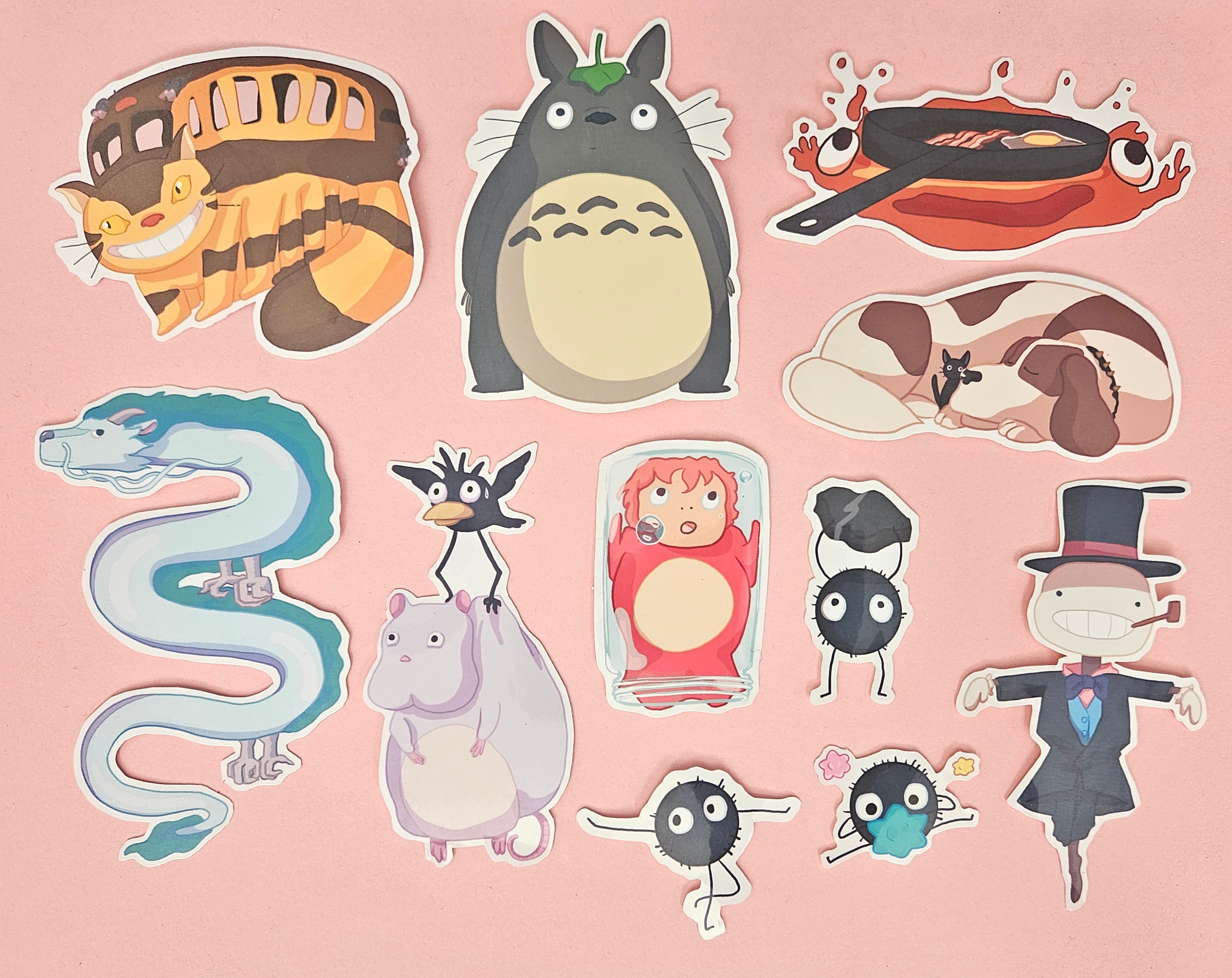 Studio Ghibli Vinyl Waterproof Stickers / Totoro, Soot Sprites, Cat Bus, Haku, Ponyo