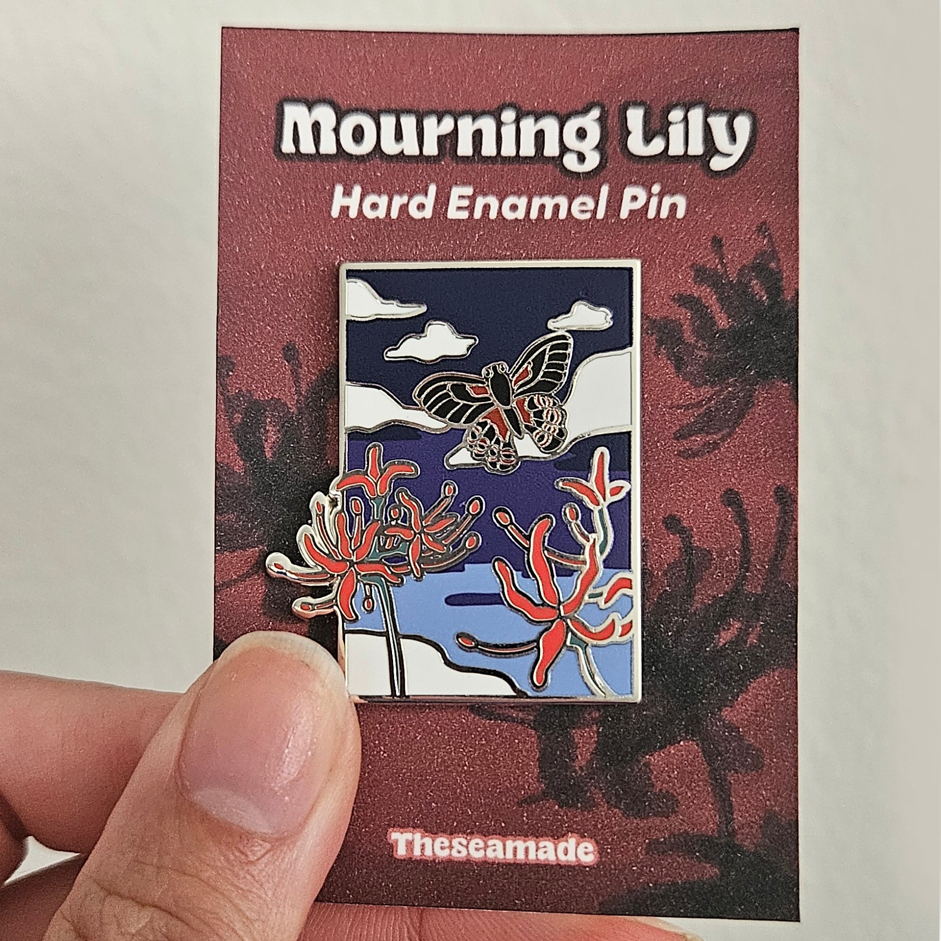 Spider Lily Mourning Hard Enamel Pin 1.5"