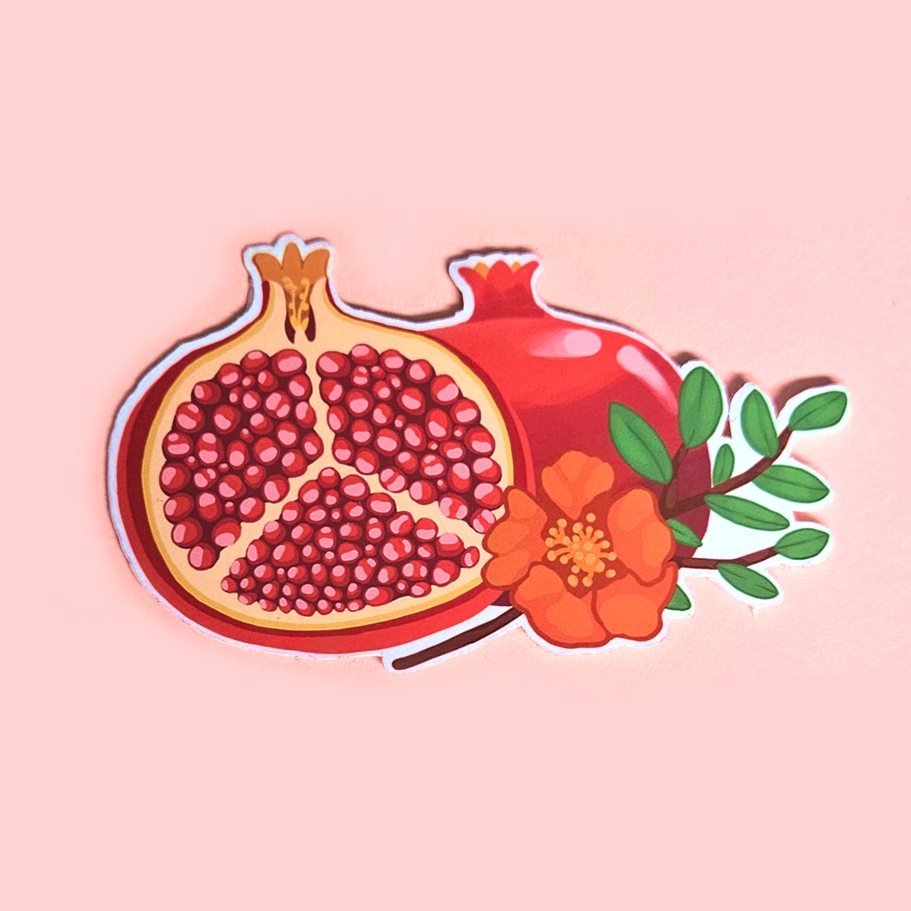 Pomegranate Bloom Vinyl Sticker 4"