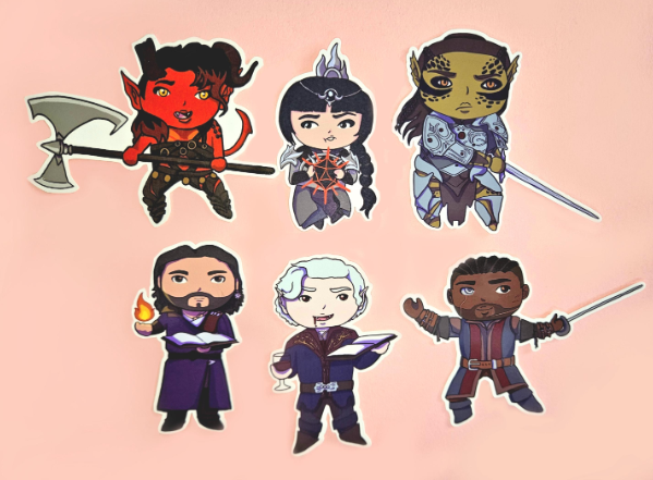 Baldurs Gate 3 Companions Vinyl Waterproof Stickers / Laezel, Karlach, Shadowheart, Gale, Astarion, Wyll