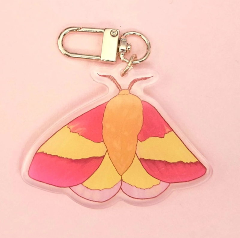 Various Moth Acrylic 2.5" Keychains / Luna Moth, Atlas Moth, Cercropia Moth, Io Moth, Rosy Maple Moth, Emerald Moth