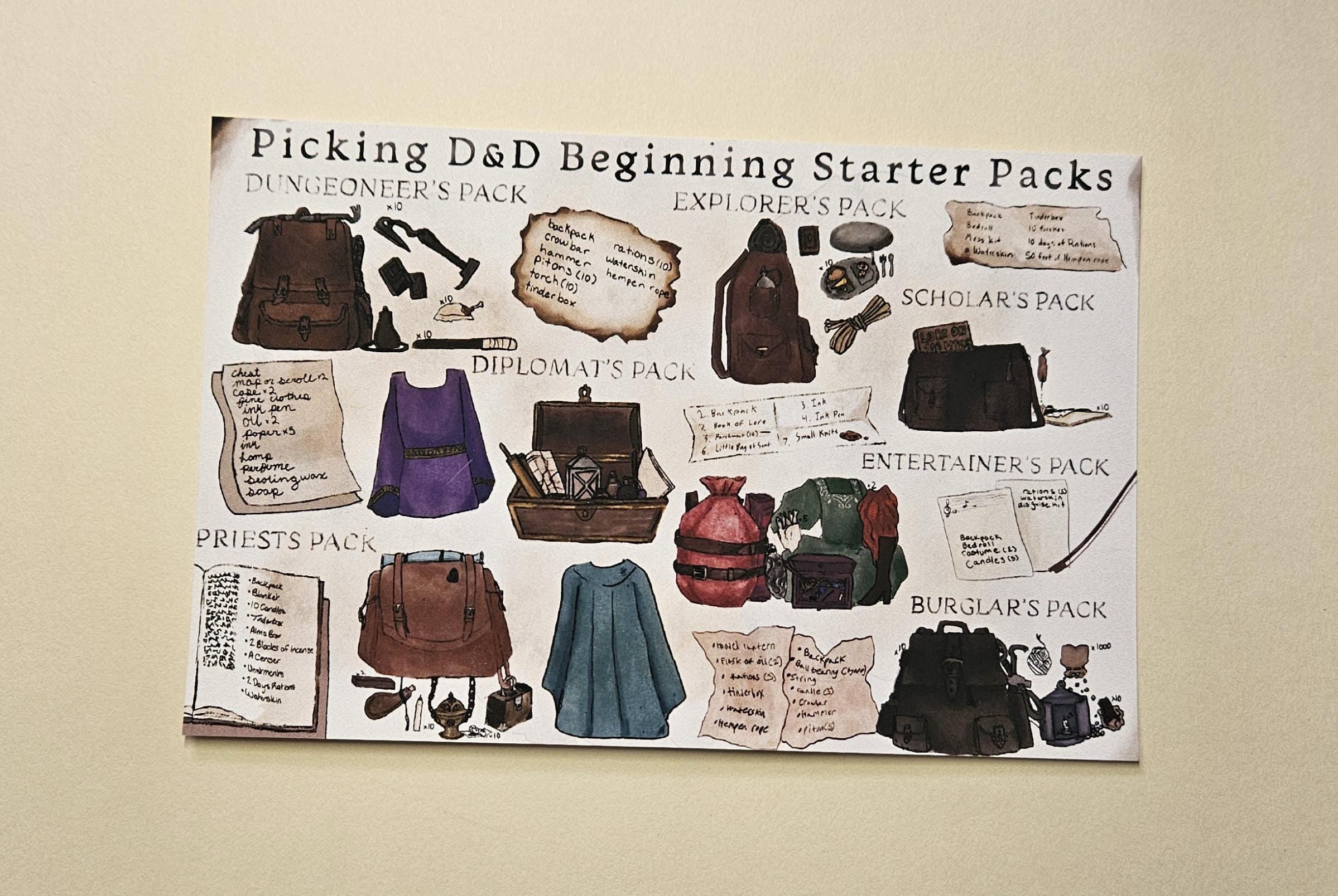 Dungeons and Dragons Beginning Packs Print: TTRPG Geek Decor
