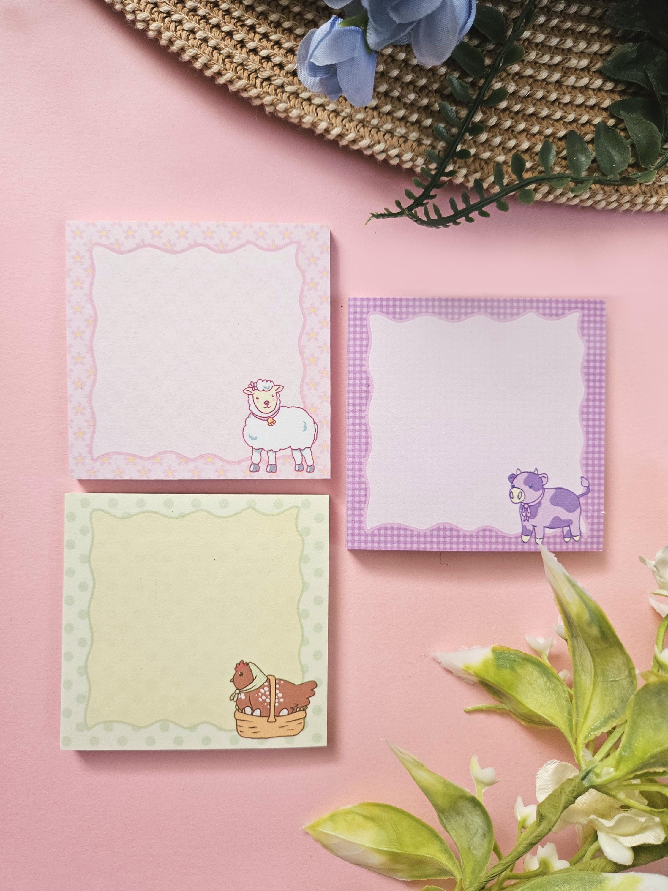 Cottage Core Pastel Farm Animal Sticky Notes